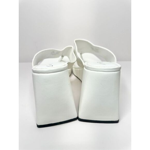 Circus by Sam Edelman Sandals Size 9.5 White Slip On Wedge Heel Square Toe - Picture 5 of 9